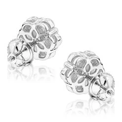 6 Carat Look Large Diamond Cluster Earrings 14K White Gold Studs 2 Carats -Fashion Accessories Shop large diamond cluster earrings 190ct 14k p 45523 backwh