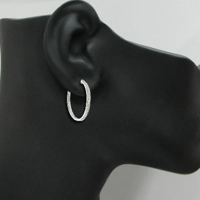 Large Hoops 14K White Gold Inside Out Diamond Hoop Earrings 3.47 5 Large Hoops 14K White Gold Inside Out Diamond Hoop Earrings 3.47 - Image 3