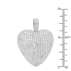 Large Pave Diamond Heart Pendant 10ct 14K White Gold -Fashion Accessories Shop large pave diamond heart pendant 10ct 14k gold rulerwh