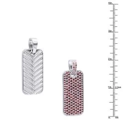 Customizable Red Diamonds Or Rubies Dog Tag Pendant 14K White Gold 2in Large -Fashion Accessories Shop large solid 14k gold red diamonds or rubies dog tag pendant 75ct 000040 r ruler white