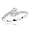 Love And Friendship 14K White Gold 2 Stone Diamond Ladies Ring By Luxurman 0.35ct