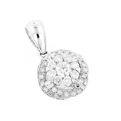 Luccello Designer Diamond Circle Pendant 0.42ct 18K White Gold