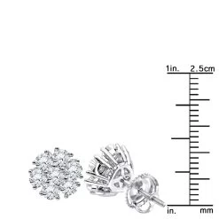 Luxurman 1 1/2ct Diamond Flower Cluster Earrings Studs 14K White Gold 13 Luxurman 1 1/2ct Diamond Flower Cluster Earrings Studs 14K White Gold -Fashion Accessories Shop luxurman 1 12ct diamond flower cluster earrings studs in 14k gold rulerwh