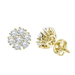 Luxurman 1 1/2ct Diamond Flower Cluster Earrings Studs 14K White Gold 9 Luxurman 1 1/2ct Diamond Flower Cluster Earrings Studs 14K White Gold -Fashion Accessories Shop luxurman 1 12ct diamond flower cluster earrings studs in 14k gold ye