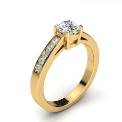 Luxurman 14K Yellow Gold Classic Diamond Engagement Ring 0.65ct