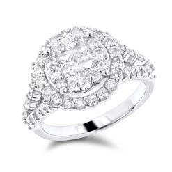 Luxurman 14K White Gold Diamond Engagement Ring 2ct Princess Cut Round Diamonds