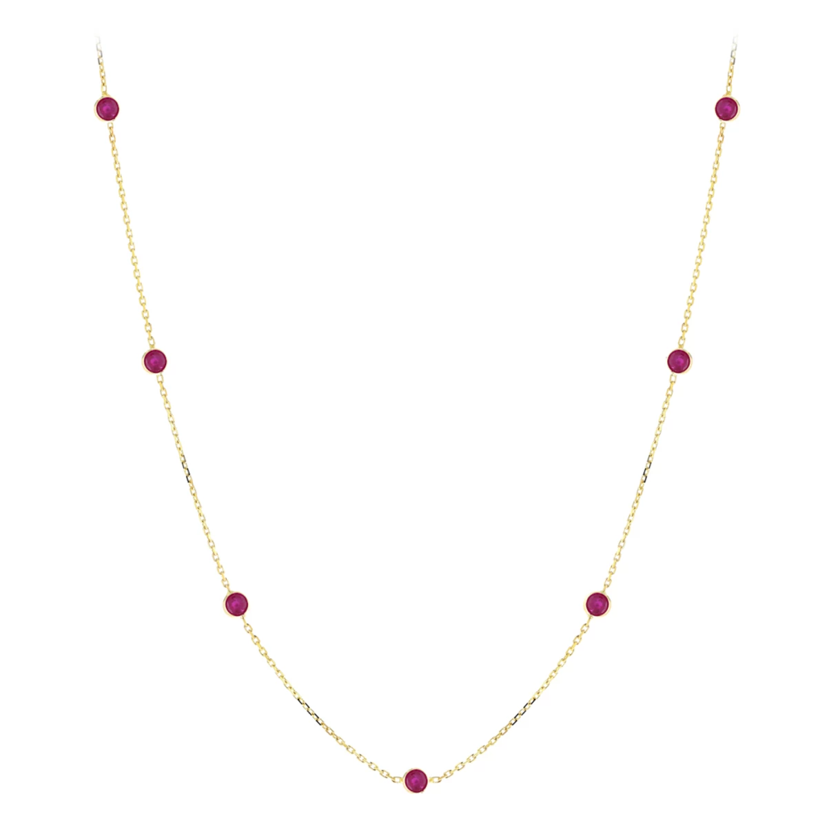 Luxurman 14K Yellow Gold Ladies Chain Necklace With Rubies By The Yard 1.6ct 16in 3 Luxurman 14K Yellow Gold Ladies Chain Necklace With Rubies By The Yard 1.6ct 16in