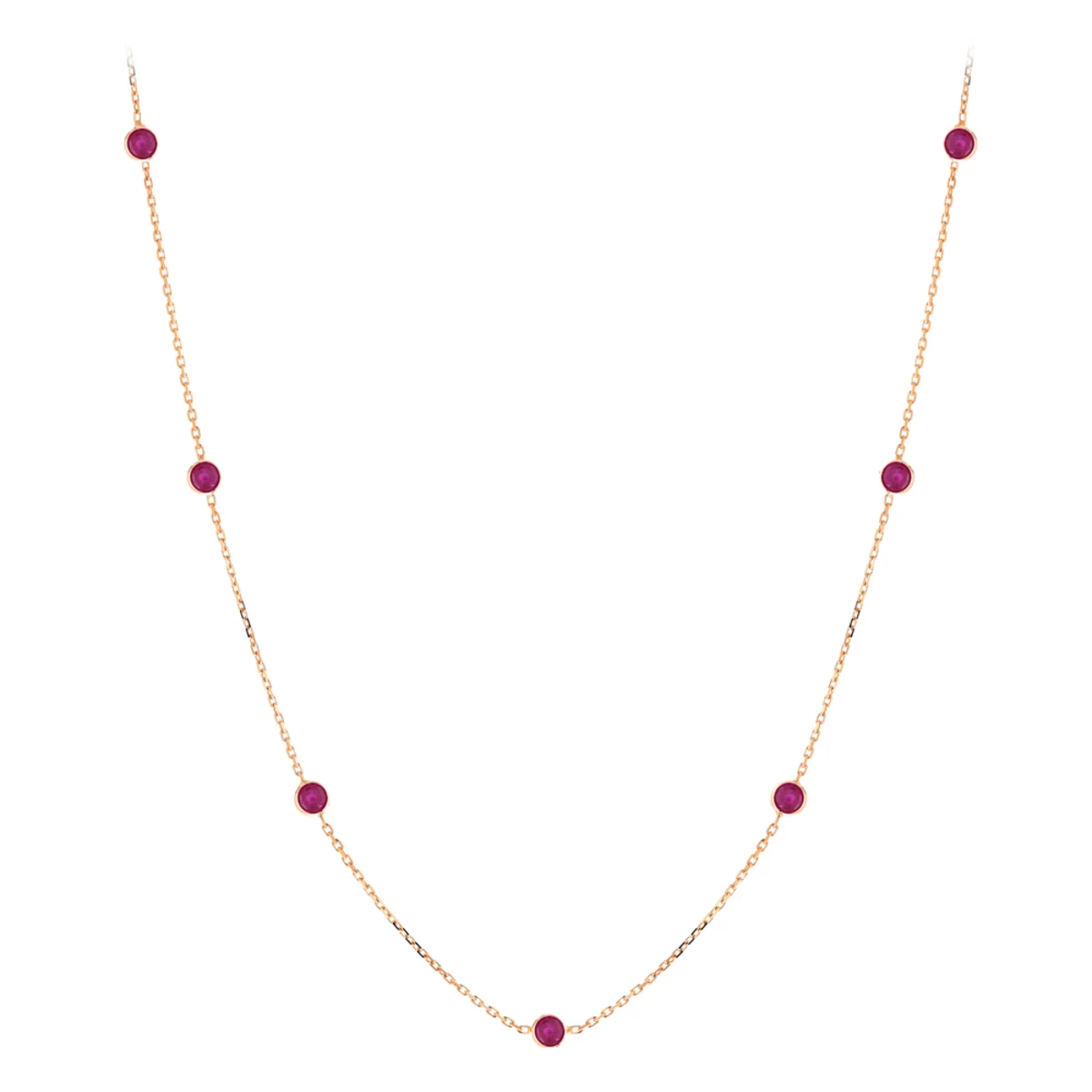 Luxurman 14K Yellow Gold Ladies Chain Necklace With Rubies By The Yard 1.6ct 16in 5 Luxurman 14K Yellow Gold Ladies Chain Necklace With Rubies By The Yard 1.6ct 16in - Image 3