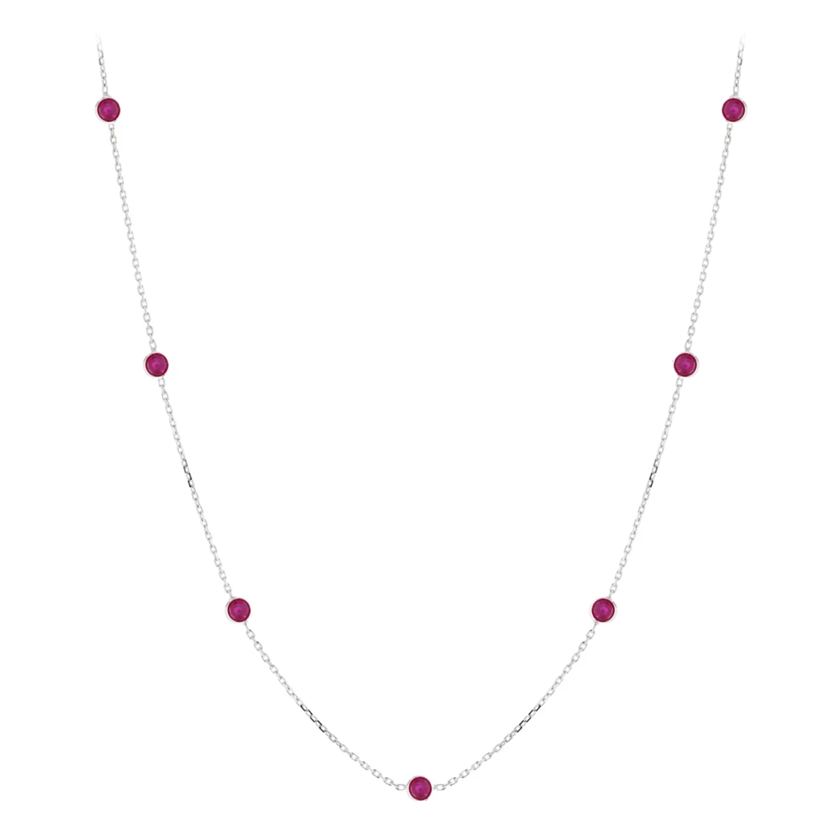 Luxurman 14K Yellow Gold Ladies Chain Necklace With Rubies By The Yard 1.6ct 16in 4 Luxurman 14K Yellow Gold Ladies Chain Necklace With Rubies By The Yard 1.6ct 16in - Image 2