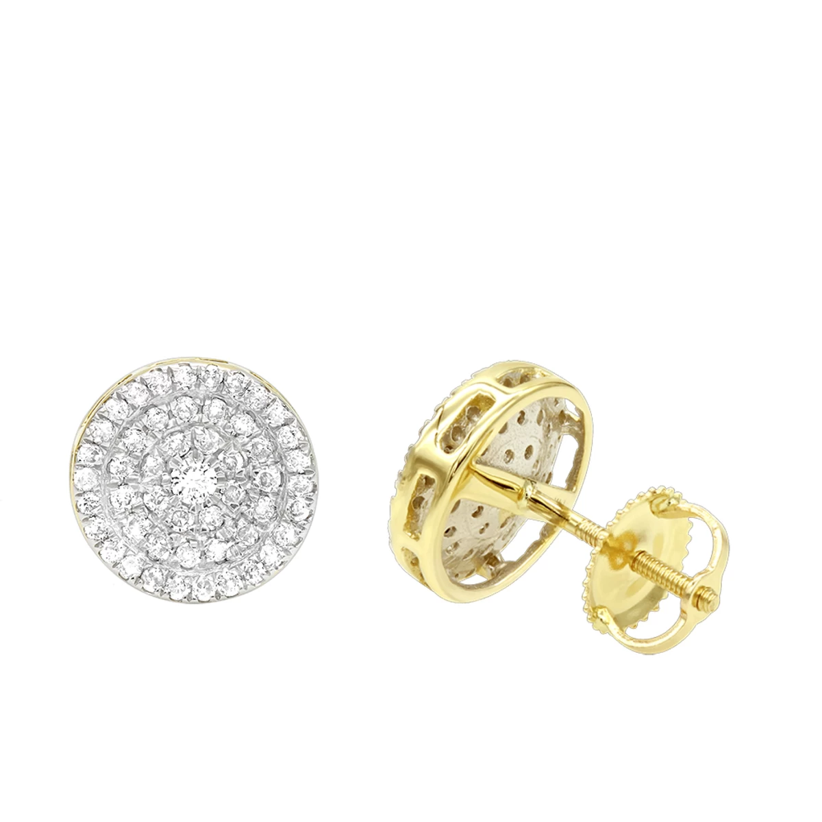 Luxurman 14K Yellow Gold Pave Round Diamond Cluster Earrings Studs 1/2 Carat 3 Luxurman 14K Yellow Gold Pave Round Diamond Cluster Earrings Studs 1/2 Carat
