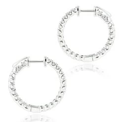Luxurman 14K White Gold Two Carat Inside Out Diamond Hoop Earrings For Women -Fashion Accessories Shop luxurman 14k gold two carat inside out diamond hoop earrings for women backwh