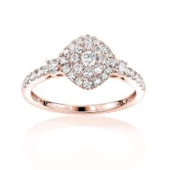 Luxurman Affordable Diamond Cluster Engagement Ring 14K White Gold For Ladies -Fashion Accessories Shop luxurman affordable diamond cluster rings ladies engagement ring 14k gold ro