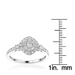 Luxurman Affordable Diamond Cluster Engagement Ring 14K White Gold For Ladies -Fashion Accessories Shop luxurman affordable diamond cluster rings ladies engagement ring 14k gold rulerwh