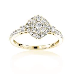 Luxurman Affordable Diamond Cluster Engagement Ring 14K White Gold For Ladies -Fashion Accessories Shop luxurman affordable diamond cluster rings ladies engagement ring 14k gold ye