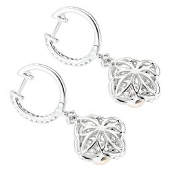 Luxurman Designer Flower Cluster Diamond Earrings For Women 2.4ct 14K White Gold -Fashion Accessories Shop luxurman designer flower cluster diamond earrings for women 24ct 14k gold backwh
