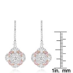 Luxurman Designer Flower Cluster Diamond Earrings For Women 2.4ct 14K White Gold -Fashion Accessories Shop luxurman designer flower cluster diamond earrings for women 24ct 14k gold rulerwh