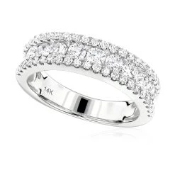 Luxurman 14K White Gold Round Diamond Wedding Band For Women 1.65ct