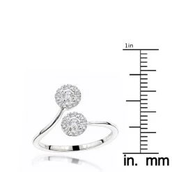 Luxurman Love & Friendship 14K White Gold 2 Stone Diamond Halo Ring 0.33ct -Fashion Accessories Shop luxurman love friendship rings 14k gold 2 stone diamond halo ring 033ct rulerwh