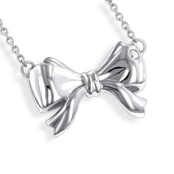Luxurman Love Quotes Necklace Sterling Silver Diamond Bow Pendant For Women