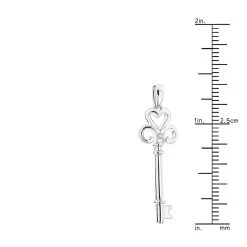 Luxurman Love Quotes: Sterling Silver Heart Shape Diamond Key Necklace -Fashion Accessories Shop luxurman love quotes sterling silver heart shape diamond key necklace ruler