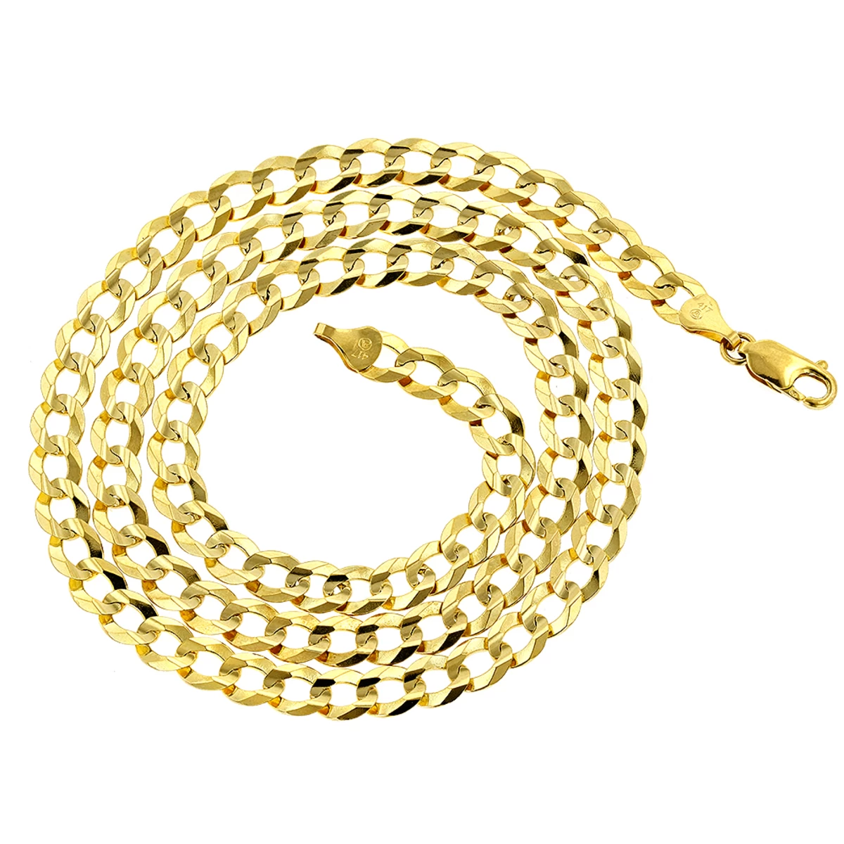 LUXURMAN Solid 10K Yellow Gold Curb Chain For Men Comfort 7mm Wide 4 LUXURMAN Solid 10K Yellow Gold Curb Chain For Men Comfort 7mm Wide - Image 2