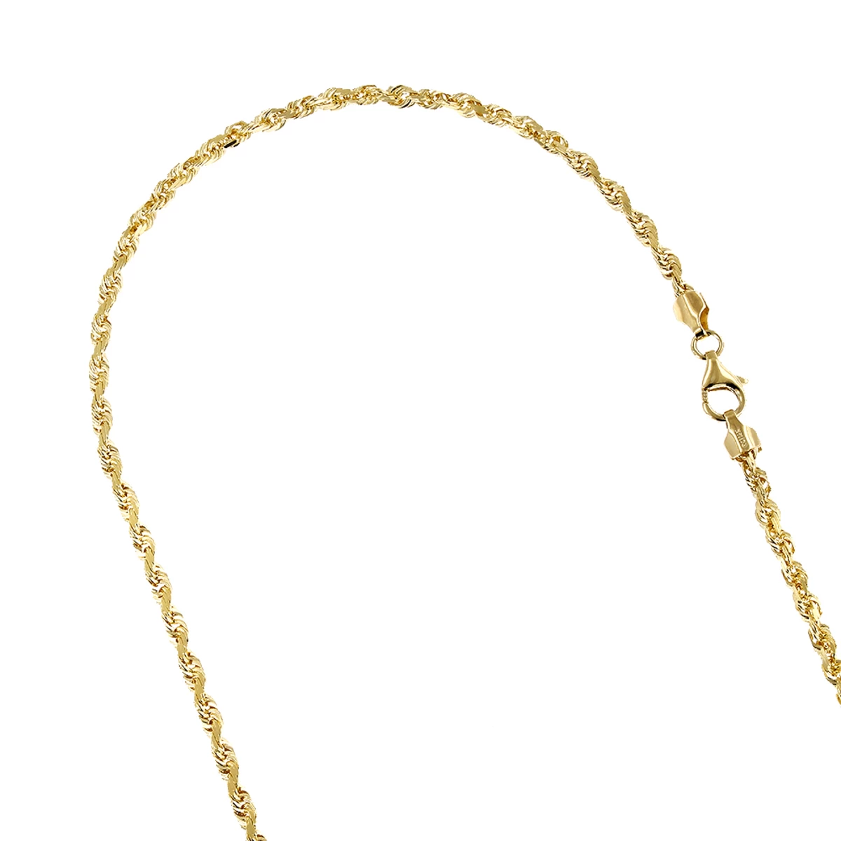 Luxurman Solid 10K Yellow Gold Rope Chain For Men & Women Diamond Cut 2mm 16-30in 3 Luxurman Solid 10K Yellow Gold Rope Chain For Men & Women Diamond Cut 2mm 16-30in