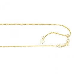 LUXURMAN Solid 10K Yellow Gold Wheat Chain For Women Round Adjustable 1mm