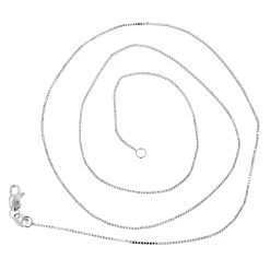 LUXURMAN Solid 14K White Gold Box Chain For Women 1mm Wide -Fashion Accessories Shop luxurman solid 14k gold box chain for women 1mm wide backwh