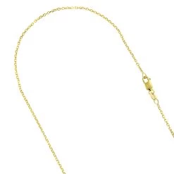 LUXURMAN Solid 14K Yellow Gold 1.1mm Cable Chain For Men & Women Lobster Clasp