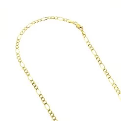 LUXURMAN Solid 14K Yellow Gold Figaro Chain For Men & Women 3mm Wide