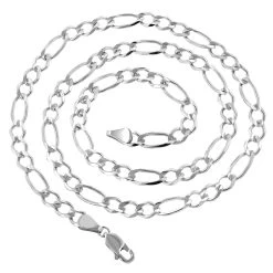 LUXURMAN Solid 14K White Gold Figaro Chain For Men & Women 6mm Wide -Fashion Accessories Shop luxurman solid 14k gold figaro chain for men women 6mm wide backwh