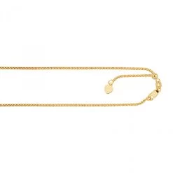 LUXURMAN Solid 14K Yellow Gold Popcorn Chain For Men & Women Adjustable 1.3mm