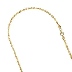 LUXURMAN Solid 14K Yellow Gold Rope Chain For Men & Women Diamond Cut 2.5mm