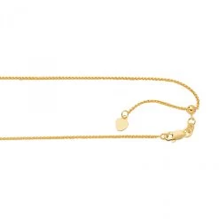 LUXURMAN Solid 14K Yellow Gold Round Wheat Chain Adjustable 1mm