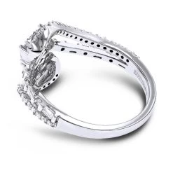 LUXURMAN Unique Women's 14K White Gold 2 Cluster Diamond Ring 0.8ct -Fashion Accessories Shop luxurman unique womens diamond rings 14k gold 2 cluster diamond ring 08ct backwh