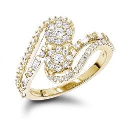 LUXURMAN Unique Women's 14K White Gold 2 Cluster Diamond Ring 0.8ct -Fashion Accessories Shop luxurman unique womens diamond rings 14k gold 2 cluster diamond ring 08ct ye
