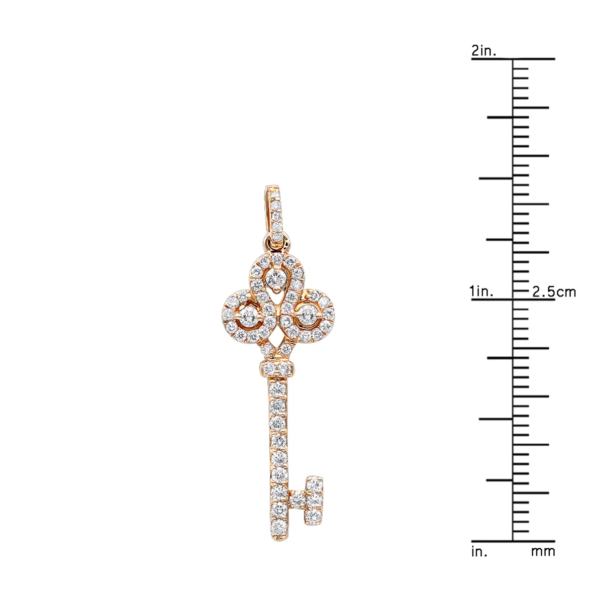 Luxurman Women's Diamond Diamond Key Pendant 18K Rose Gold 0.85ct 8 Luxurman Women's Diamond Diamond Key Pendant 18K Rose Gold 0.85ct - Image 6
