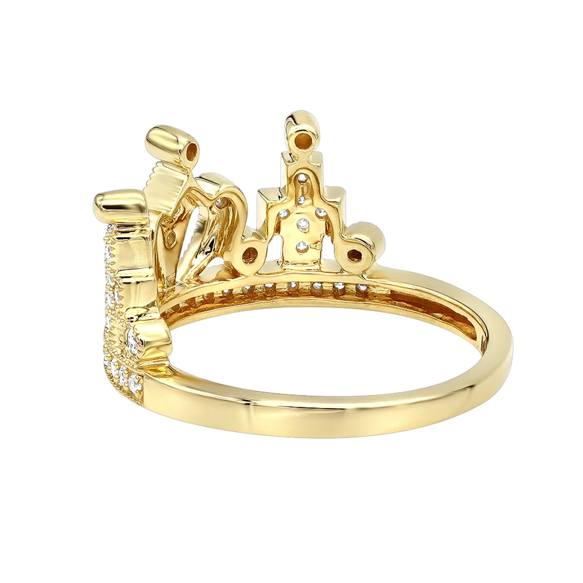 Luxurman Women's 14K Yellow Gold Queen Crown Ring With Diamonds 0.35ct 6 Luxurman Women's 14K Yellow Gold Queen Crown Ring With Diamonds 0.35ct - Image 4
