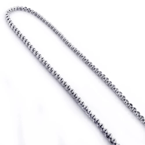 Men's 10K White Gold Ball Moon Cut Chain 4mm 22-30in 4 Men's 10K White Gold Ball Moon Cut Chain 4mm 22-30in - Image 2