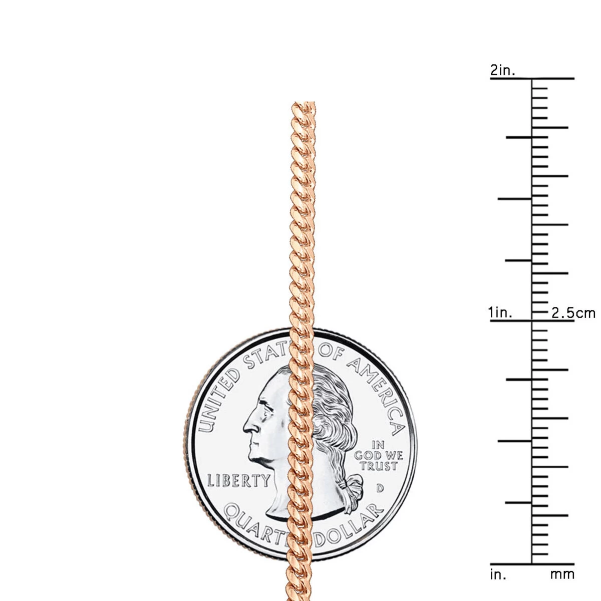 Miami 14K Rose Gold Cuban Link Curb Chain 2.5mm 22-40in 5 Miami 14K Rose Gold Cuban Link Curb Chain 2.5mm 22-40in - Image 3