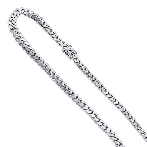 Miami 14K White Gold Cuban Link Curb Chain 8.4mm 22-40in 3 Miami 14K White Gold Cuban Link Curb Chain 8.4mm 22-40in