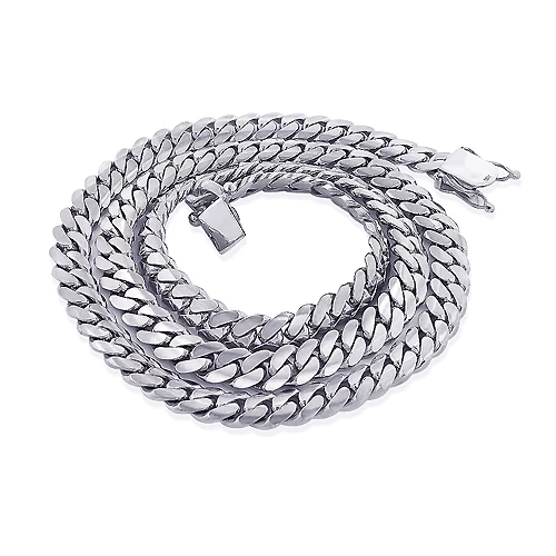 Miami 14K White Gold Cuban Link Curb Chain 8.4mm 22-40in 6 Miami 14K White Gold Cuban Link Curb Chain 8.4mm 22-40in - Image 4