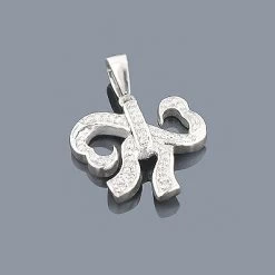 Small Heart Bow Diamond Pendant 0.17ct Sterling Silver