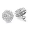 Pave Diamond Circle Earrings 0.36ct Sterling Silver