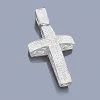 Pave Diamond Cross Pendant 1.48ct Sterling Silver