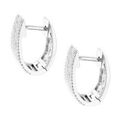 Pave Diamond Earrings For Women 14K White Gold 1 Carat Small Wide Hoops -Fashion Accessories Shop pave diamond earrings 14k 121ct p 42081 backwh