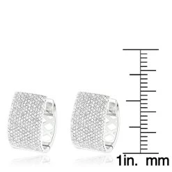 Pave Diamond Earrings For Women 14K White Gold 1 Carat Small Wide Hoops -Fashion Accessories Shop pave diamond earrings 14k 121ct p 42081 rulerwh
