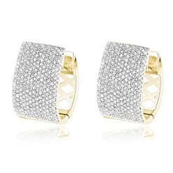 Pave Diamond Earrings For Women 14K White Gold 1 Carat Small Wide Hoops -Fashion Accessories Shop pave diamond earrings 14k 121ct p 42081 ye