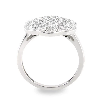 Pave Diamond Flower Ring 0.58ct 14K White Gold 4 Pave Diamond Flower Ring 0.58ct 14K White Gold - Image 2