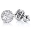 Pave Diamond Stud Cluster Earrings 1.46ct 14K White Gold
